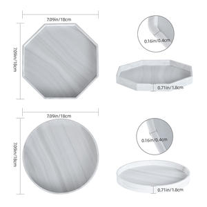 Kustom baki meja rias tahan pecah fleksibel baki kamar mandi anti-selip nampan silikon marmer untuk botol - Product Image 2