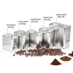 Lata de metal para embalagem, 150g-250g, tampa com rosca para grãos de café, óleo, lanches, pão, doces, chocolate, com vedação de cola, atacado