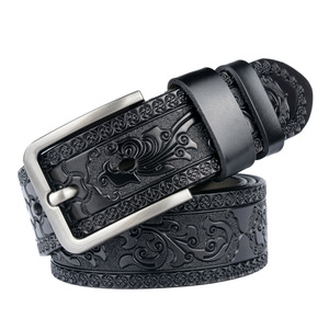 <span class=keywords><strong>Ceinture</strong></span> en cuir verni sculpté pour <span class=keywords><strong>homme</strong></span> avec boucle en alliage, style professionnel, longueur 110-130 cm - Product Image 2