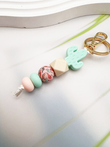 Porte-clés en silicone imprimé cactus, accessoire de sac, porte-clés anti-perte, vente en gros disponible - Product Image 6
