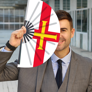 Abanicos Plegables de Bambú con la Bandera de Guernsey al por Mayor, Abanico de Mano para Carnaval, Boda, Festival, Fiesta, Agencia de Viajes - Product Image 3