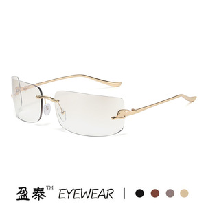 <b>Sunglasses</b> Frameless Metal <b>Gradient</b> Lens UV400 Unisex Fashion Retro Style Silver - Product Image 3