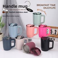 Tazas de Café Portátiles Ecológicas, Taza de Agua de Acero Inoxidable con Logotipo Personalizado Impreso, con Tapa Hermética y Asa para Oficina, Hogar y Escritorio