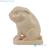 Sculpture de lapin Art Déco en céramique faite à la main, petite taille, beige ou bleue, RZLN25-A-B