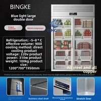 Congélateur commercial à 4 portes, refroidissement direct, température unique, en acier inoxydable 304, combiné réfrigérateur-congélateur pour restaurant et hôtel