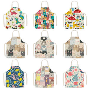 Tablier de dessin animé Tablier de cuisine parent-enfant résistant à l'huile Sangle de cou réglable Tablier de cou suspendu sans manches pour adulte - Product Image 1