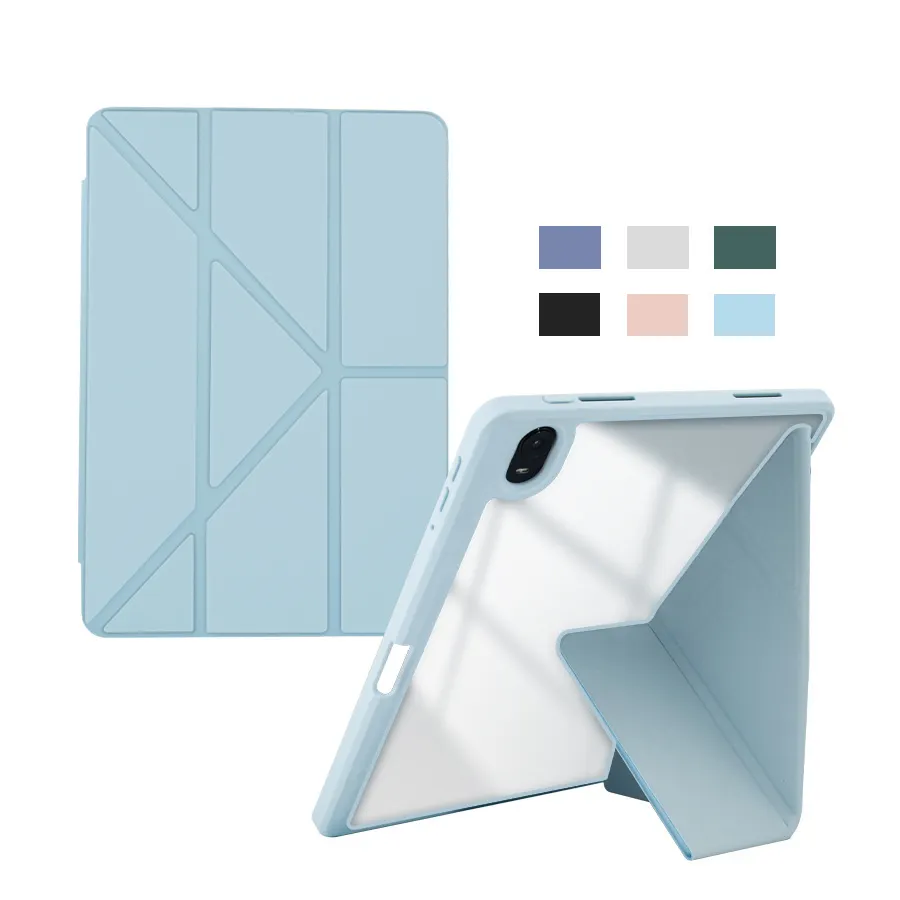 Sarung Tablet penutup lipat tahan guncangan akrilik dudukan lengan kulit untuk Apple iPad Air Pro MINI 3 4 5 6 7 8 9 10 11 inci