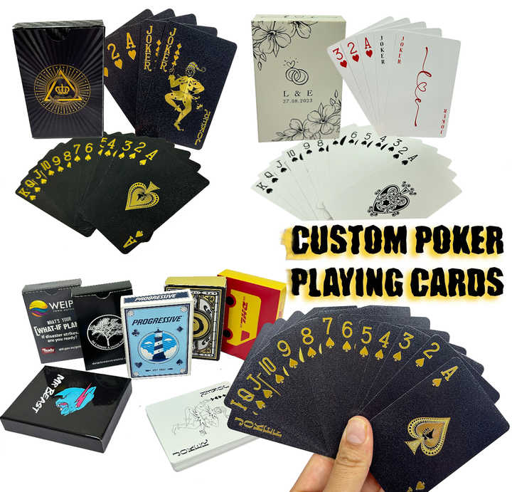 Waterproof Sublimation Playing Card With Box Front and Back Printing Logo Gold Paper Pvc Plastic Game Custom Poker Playing Card