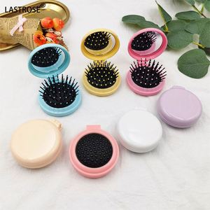 LASTROSE 2-in-1 Round Folding Air Cushion Comb Set with Mirror Design 3 Colors Plastic & Glass Portable <b>Makeup</b> <b>Tools</b> - Product Image 2