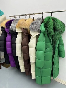 OUDINA <span class=keywords><strong>Manteau</strong></span> long en duvet de canard blanc luxueux pour femmes, col en fourrure de renard épaisse, veste chaude pour l'<span class=keywords><strong>hiver</strong></span> - Product Image 3