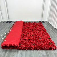 Décoration murale florale 8*8 pieds, toile de fond rouge, rose artificielle, pivoine, mur de fleurs artificielles, rose en soie simulée de haute qualité