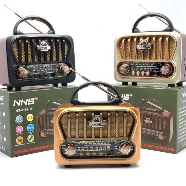New Ns8109bt Wireless Bluetooth Speaker Portable Portable Speaker Wood Grain Retro Domestic Radio