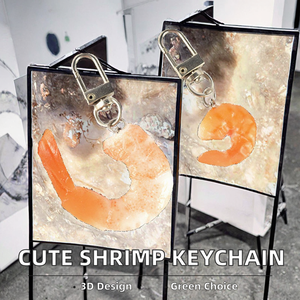 Lindo Mini Camarón 3D caucho personalizado PVC llavero mosquetón bolsa colgante con comida Artificial para personalización - Product Image 2
