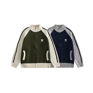 Fashion Embroidered 100% Cotton Winter Knitted Custom <b>Cardigan</b> <b>Men</b> Stand Collar <b>Zip</b>-<b>Up</b> Oversized Unisex Sweater - Product Image 5