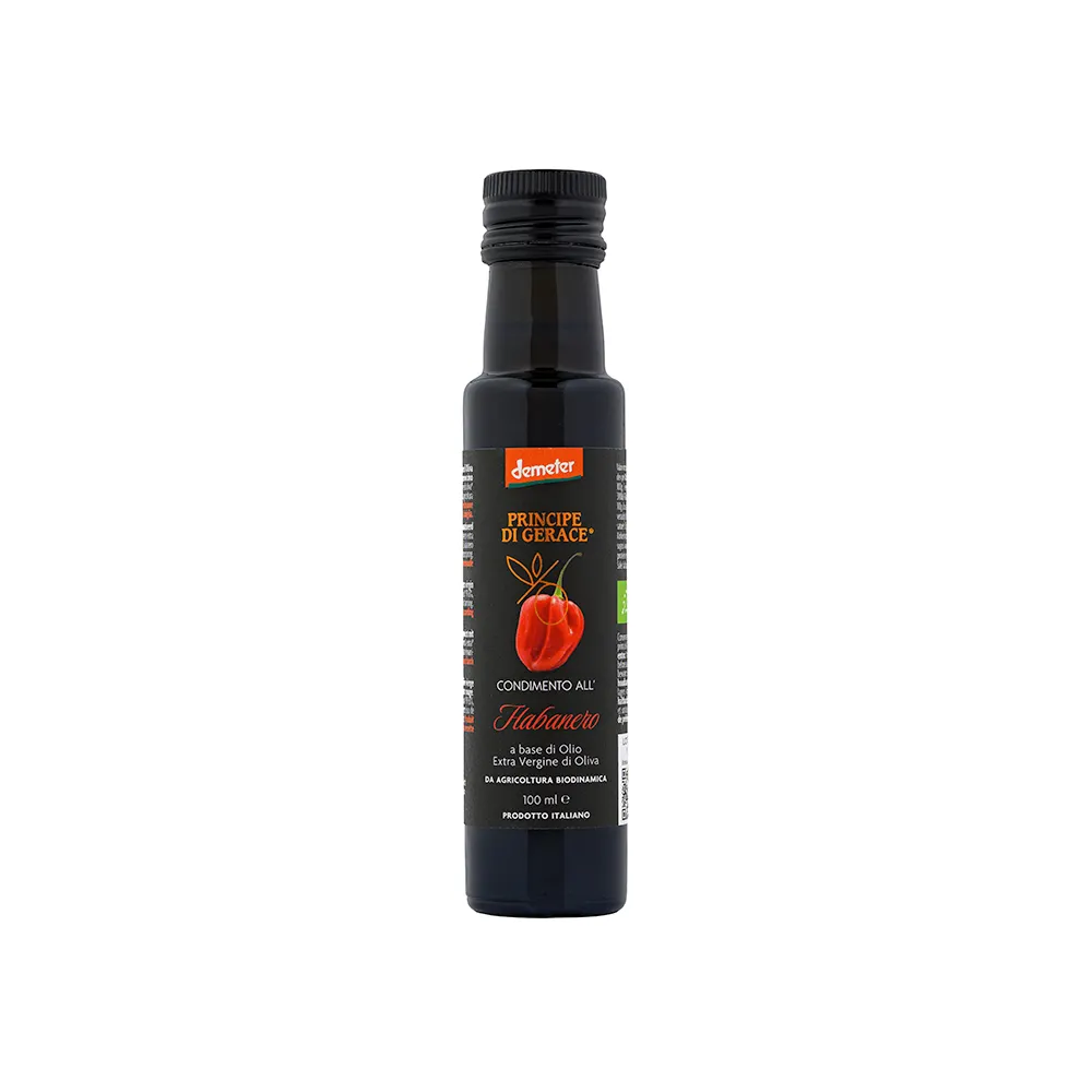 Aceite de cocina con sabor a chile habanero saludable delicado certificado Demeter de diseño de gama alta 100ml