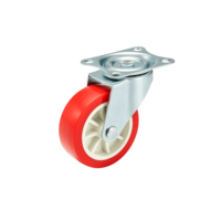 Roue pivotante en PP rouge de 2 pouces avec frein latéral, capacité de charge de 30 kg, pour chariots et meubles