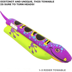 PVC Inflatable Salamander <b>Towable</b> Tube Floating Boat 132*48 Inch for 1-3 Riders for Summer Pool Beach Sea Surfing Fun - Product Image 2