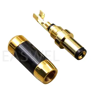 新しいカーボンファイバー金メッキDCジャック5.5mm 2.1mm / 2.5mm DC電源コネクタプラグ