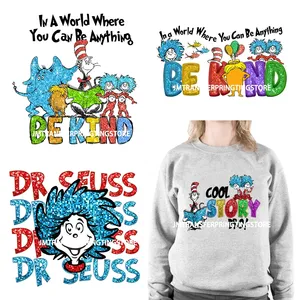 Nuove paillettes finte lette attraverso le decalcomanie americane Design in ferro su DTF essere una bella storia che gli insegnanti trasferiscono adesivi per abbigliamento - Product Image 1