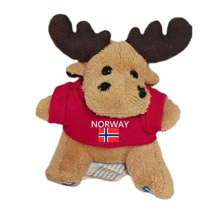 พวงกุญแจตุ๊กตา Moose Buffy น่ารักพร้อมเสื้อยืดสําหรับนอร์เวย์ สวีเดน ฟินแลนด์