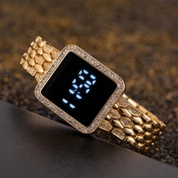 Montre numérique de luxe en strass pour femmes montre LED à écran tactile Simple mode bracelet en acier or Rose montre pour femme Reloj Mujer