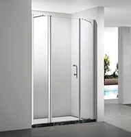 Porte de douche pivotante moderne sur mesure à 3 panneaux en verre trempé avec cadre en aluminium |   Cabine de douche pour salle de bain