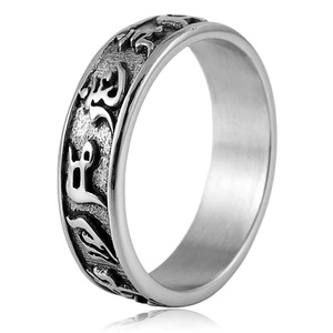 yunnique <b>Titanium</b> Steel Letter <b>Ring</b> Steel Color Women's Fashion Jewelry Gift Retro Punk Style Geometric Design Irregular Pattern - Product Image 1