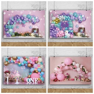 Sfondo <span class=keywords><strong>Serie</strong></span> Rosa con Palloncini per Fotografia, Decorazioni per Feste, Banner per Tavolo Torta, Accessori per Compleanno - Product Image 3