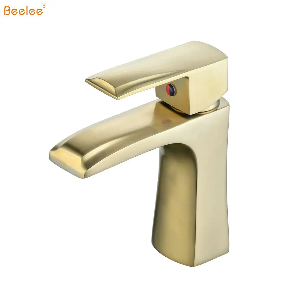 Beelee Griferia роскошный стиль золотая щетка латунный корпус ванная комната медный Золотой смеситель туалетный столик краны для раковины