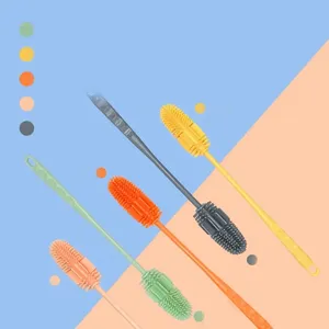 Cepillo de limpieza de silicona portátil de mango largo multiusos sin esquinas muertas para botellas y vasos - Product Image 3