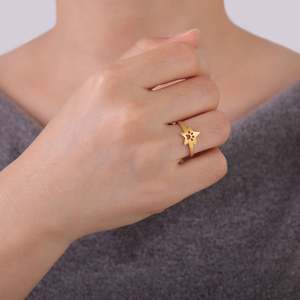 Myshape Bague Patte de Chat Mignonne en Forme d'Étoile en Acier Inoxydable Couleur Or pour Femme, Bijou Tendance Empreinte Animale, Cadeau d'<span class=keywords><strong>Anniversaire</strong></span> - Product Image 4