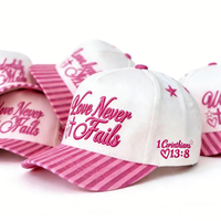 Gorra de Béisbol Personalizada con Logotipo Bordado en 3D, 100% Algodón, para Mujer, 5 Paneles, Rosa y Blanco, Dos Tonos, Gorra Snapback Lisa