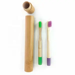 Cerdas suaves naturales para niños, cepillo de dientes de madera de bambú con mango de madera, herramienta de cuidado bucal blanqueadora