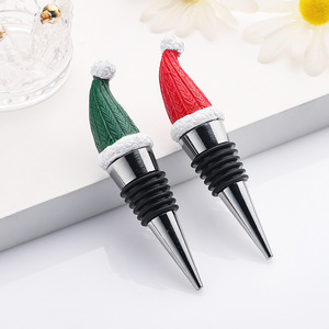 Christmas Hat Wine <b>Stoppers</b> Resin Bottle Sealers For Wine Preservation Holiday Gift Decorative <b>Stopper</b> Set - Product Image 4