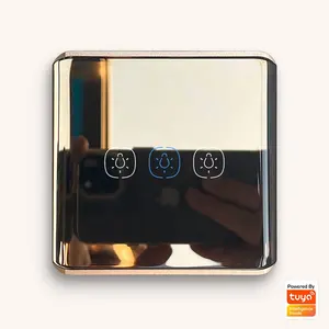 Inteligente toque interruptor tuya vida inteligente zigbee 3.0 interruptor de luz de parede rosa vidro de ouro interruptor simples de alta qualidade