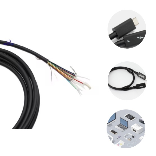 High Quality 15C 30AWG Al Foil Braid Shield 4.8mm TPE USB4 Data Cable New Product with Good Price Cable Assemblies & Wires