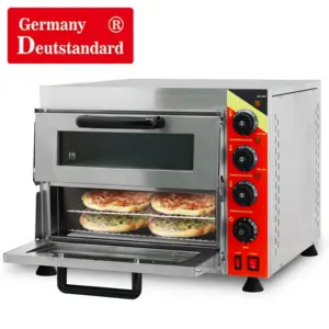 Almanya Deutstandard NP-13 çift güverte pişirme fırını paslanmaz çelik tezgah elektrikli Pizza fırını pizzacılar için