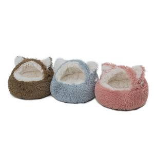 Bestverkochte Comfortabele Zachte Hondenbed Met Anti-Slip Bodem Pluche Kat Nest Cover Halfsluiting Foam Fiber Materiaal Huisdier Kennel - Product Image 6