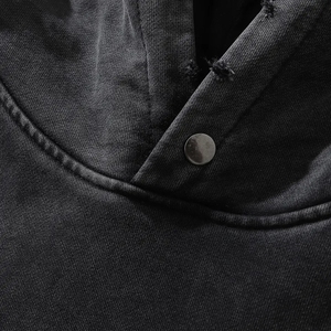 사용자 정의 도매 빈티지 대형 헤비급 프랑스 테리 남성 산성 세척 고민 OEM 패치 지퍼 후디 - Product Image 3