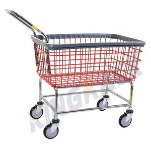 Attrezzature per la lavanderia a gettoni commerciali cromate in metallo per il carrello della lavanderia per i vestiti sporchi. Carrello rotolante cesto uomo - Product Image 2