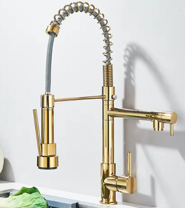 Moderno a leva singola rubinetto da cucina a doppio beccuccio con Pull Down a spruzzo di fabbrica presa per rubinetto a freddo a molla - Product Image 2