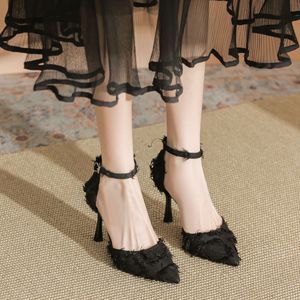 Zapatos de Tacón Alto con Punta en Pico y Correa en el Tobillo, Tacón de Aguja, Hebilla Sólida, Moda, Tendencia, Zapatos de Mujer, Nuevo Estilo de Primavera 6693-8 - Product Image 4