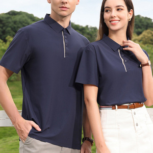 เสื้อโปโลผู้ชายสีกรมท่าแบบแห้งเร็ว แขนสั้น ระบายอากาศได้ดี ยืดหยุ่น สวมใส่สบาย เหมาะสำหรับกอล์ฟ ธุรกิจ และลำลอง ขายส่ง - Product Image 6