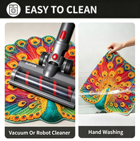 Tapis décoratif antidérapant et absorbant l'eau en forme de paon coloré pour salon et salle de bain (vente en gros)