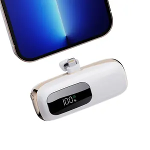 新款迷你胶囊充电器电源组微型Usb C型5000毫安便携式电池充电器适用于3合1手机充电器电源组