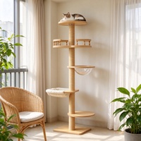 Arbre à chat multi-niveaux avec condo, capsule transparente, hamac en peluche amovible – Mobilier de jeu stable et sûr pour chats