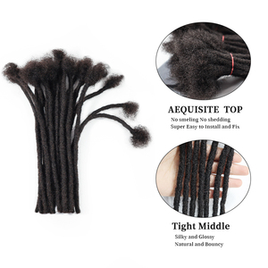 Extensions de Locs en Gros <span class=keywords><strong>Dreadlocks</strong></span> <span class=keywords><strong>Noir</strong></span> Naturel 0,6 cm Locs Régulières Entièrement Faits à la Main 100% Cheveux Humains pour Femme Noire - Product Image 4