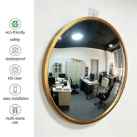 Miroir mural Art Déco en acrylique convexe de luxe de 16 pouces avec cadre doré pour la décoration intérieure d'hôtel/café, cadeau d'anniversaire