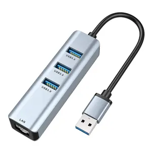 Xput定制铝3端口USB 3.0集线器，带10/100/1000千兆以太网局域网RJ45网络集线器Adaptador