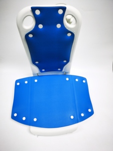 Sedia da bagno LA-M3 blu/bianca regolabile in altezza elettrica per anziani e disabili - Product Image 2